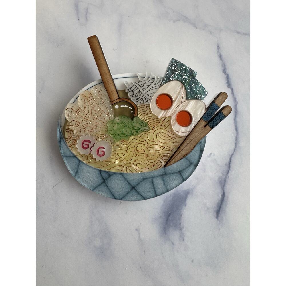 Gory Dorky Ramen Bowl Acrylic Brooch Puddle And Squeak